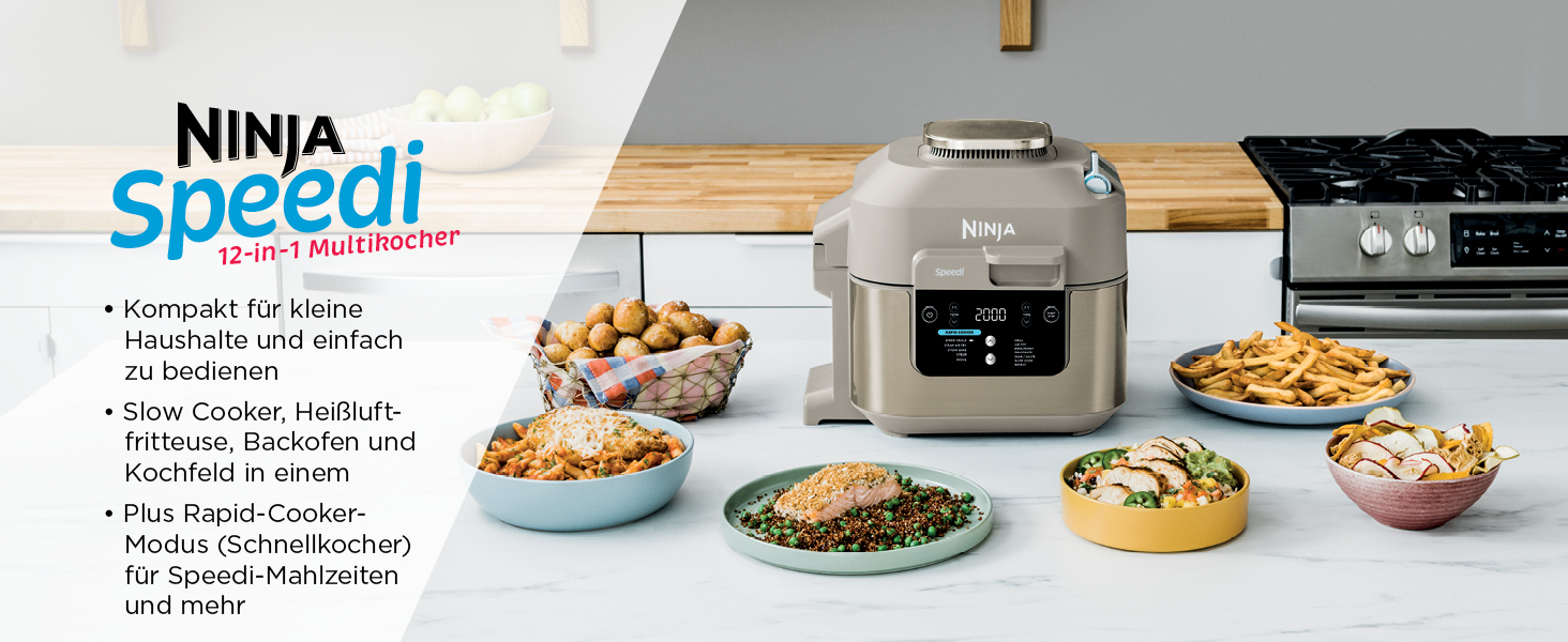 Мультиварка Ninja Speedi 5.7L 10-в-1: мультикокція, фритюрниця, гриль, випічка, Stone Gold ON500EUSTGD