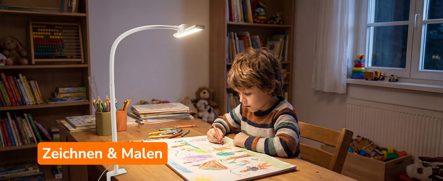 LED настільна лампа Lepro 11W з кліпсою, диммер, 5 режимів кольору та яскравості, гнучкий регульований штатив для дому, офісу, білого кольору