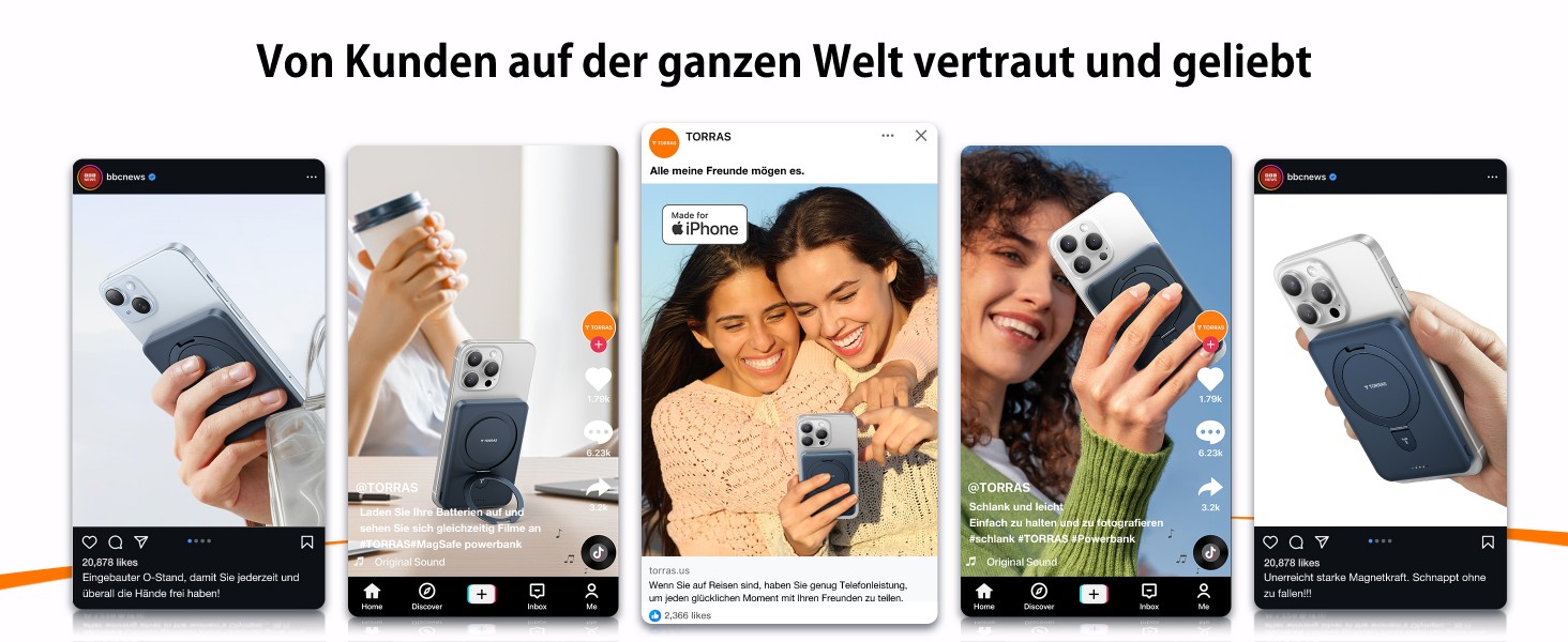 Портативний зарядний акумулятор TORRAS 5000mAh з MagSafe, USB-C, 22.5W PD, для iPhone 17 Pro Max та інших моделей, чорний