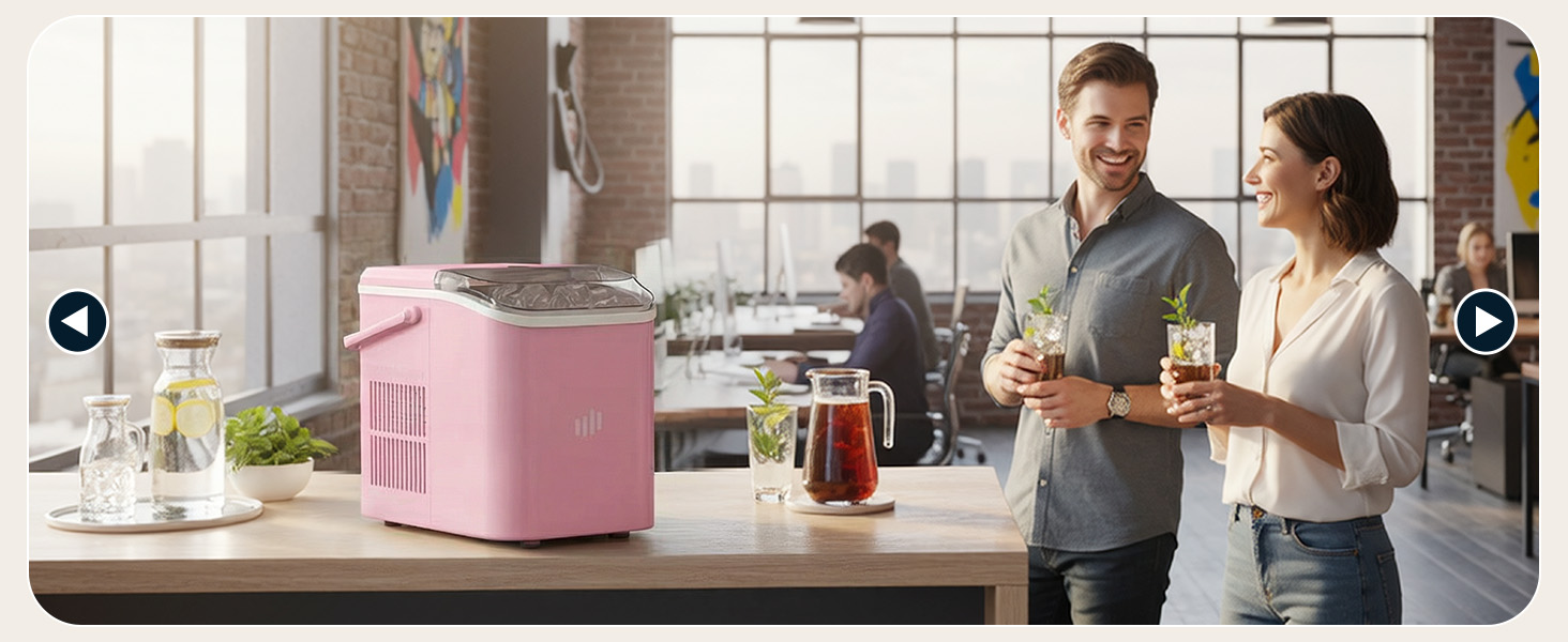 Машина для приготування льоду Upstreman BI12: рожева, автоматична очистка, для дому, кухні, офісу