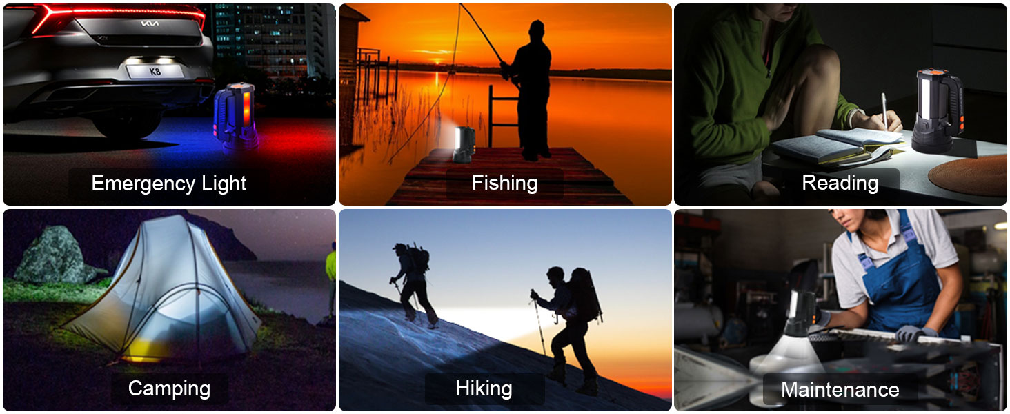 ERAY LED ліхтар-прожектор 11000 лм, акумулятор 9600 мАг, 6 режимів, водонепроникність IPX4, Power Bank, для кемпінгу, туризму, надзвичайних ситуацій, активного відпочинку