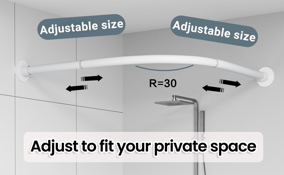 Регульована штанга для душу L-подібної форми без свердління, 304 нержавіюча сталь, для душу, розширювана, кутова, біла (90-130x90-130 см)