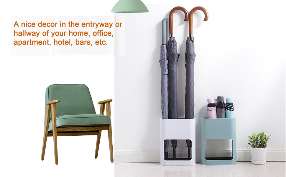 Підставка для парасольки з знімною підставкою для збору води, пластикова підставка для довгих/коротких парасольок, полиця для зберігання в приміщенні, блакитна