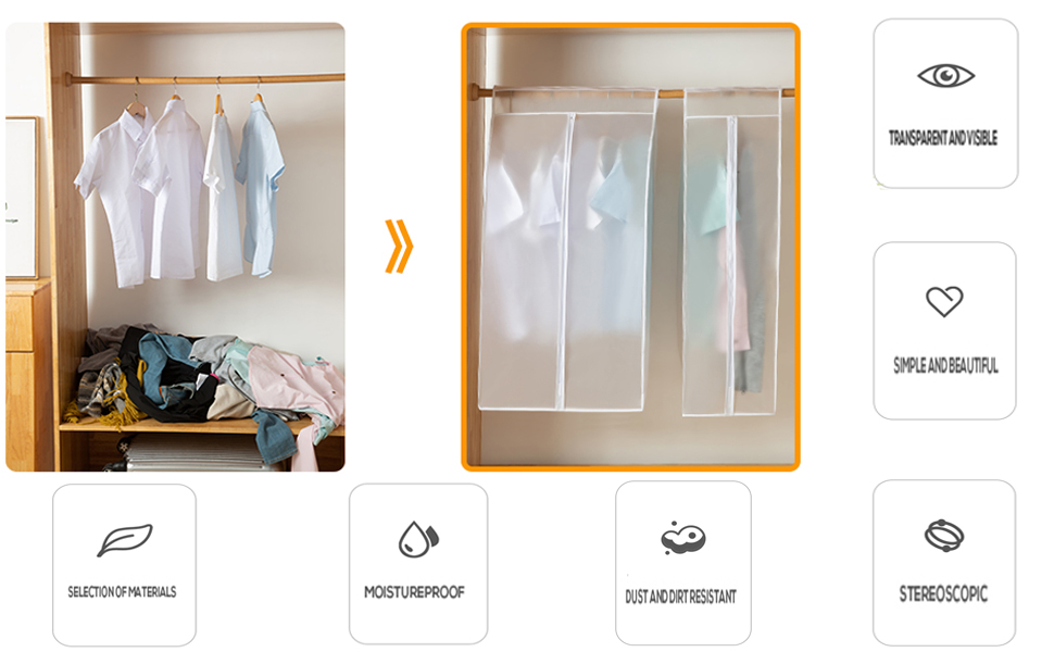 2 шт. Пранці для одягу GQC, великі, пилонепроникні, з PEVA, для зберігання одягу (60*50*90см / 60*50*110см)