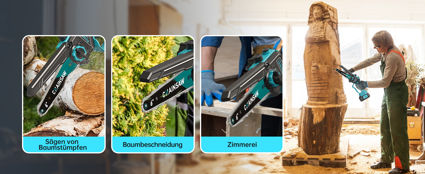 Акумуляторна міні-пила 8000mAh, безщіткова акумуляторна ланцюгова пила 6 дюймів, пила для гілок з автоматичним змащенням, 2 акумулятори 4000mAh, ручна акумуляторна пила сумісна з акумуляторами Makita 18V для різання деревини