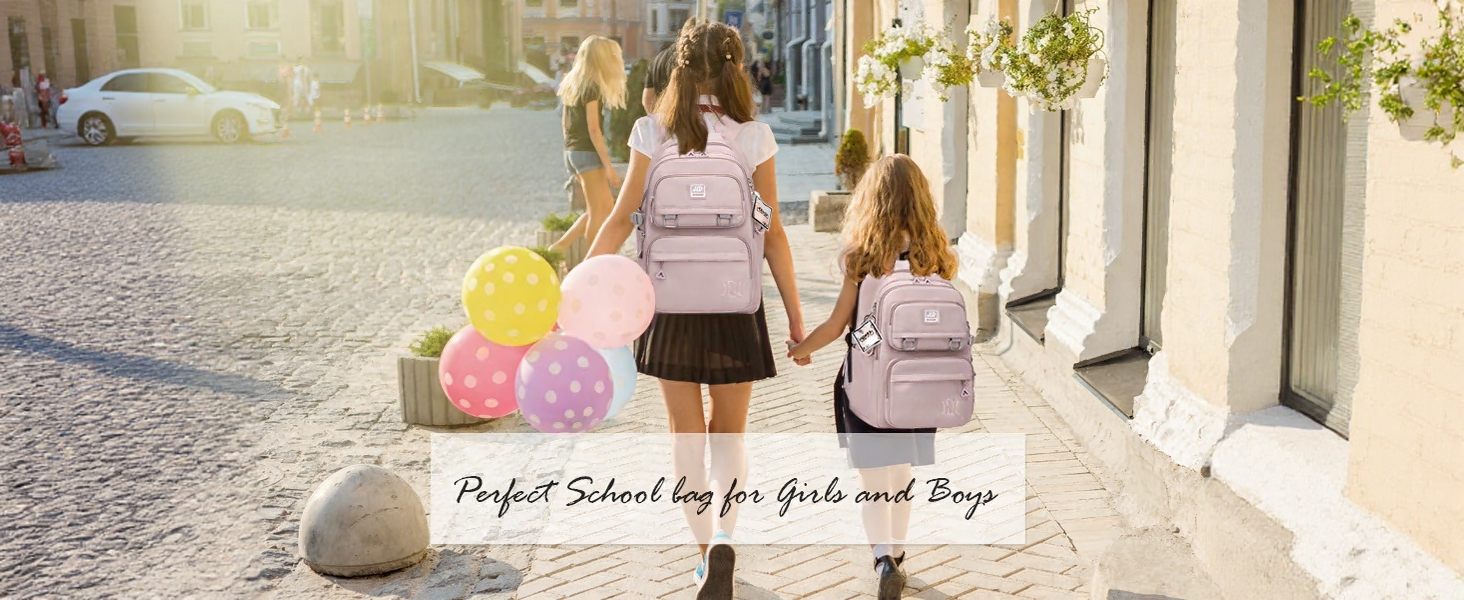 Шкільний рюкзак JANSBEN: водонепроникний, для підлітків, з відділенням для ноутбука, 30L, нейлон, фіолетовий