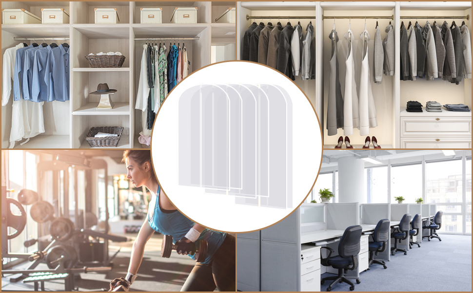 16 шт. мішки для одягу, великі, середні та короткі, 60 x 120/100/80 см, з блискавкою, прозорі, для костюмів, пальто, суконь, сорочок, зберігання, захисні чохли (білий)