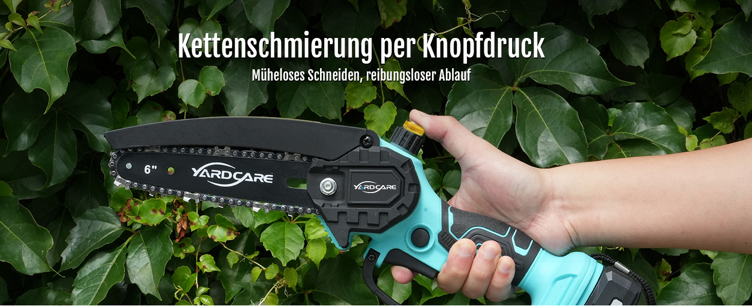 Mini акумуляторна ланцюгова пила Yardcare 6 дюймів з автоматичним змащенням, акумулятор та зарядний пристрій, для обрізки гілок та дерева