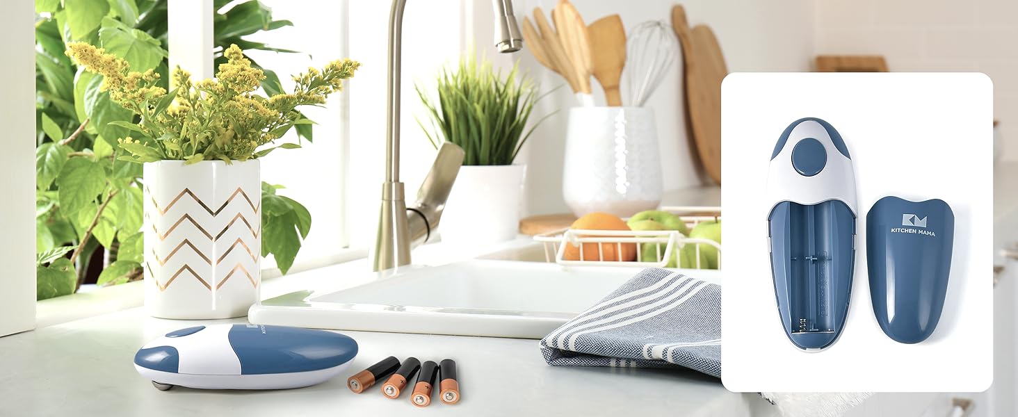 Електричний консервний ніж Kitchen Mama Auto 2.0, автоматичний, батарейковий, нержавіюча сталь, гладкий зріз, для всіх банок, червоний