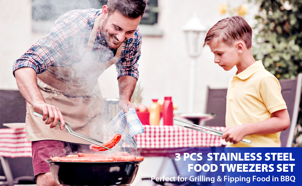 Набір кухонних пінцетів 10 дюймів, професійний, нержавіюча сталь, для приготування, декорування та BBQ