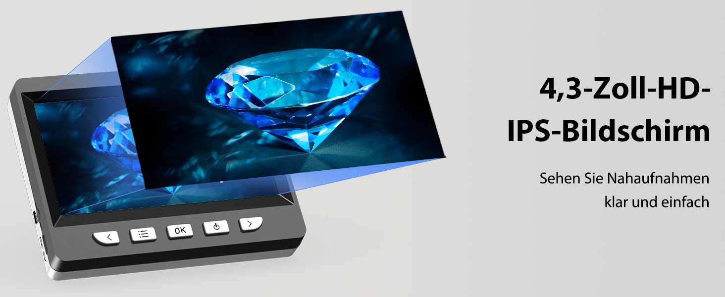 Цифровий мікроскоп AOPICK з LCD екраном, 50X-500X, 4.3 дюйми, 1080P, USB, 8 LED, для дорослих/дітей, сумісний з MacOS Windows (білий)