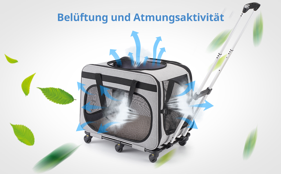 Транспортна переноска для котів та собак великих порід (до 20 кг), сіра. З колесами, складається.