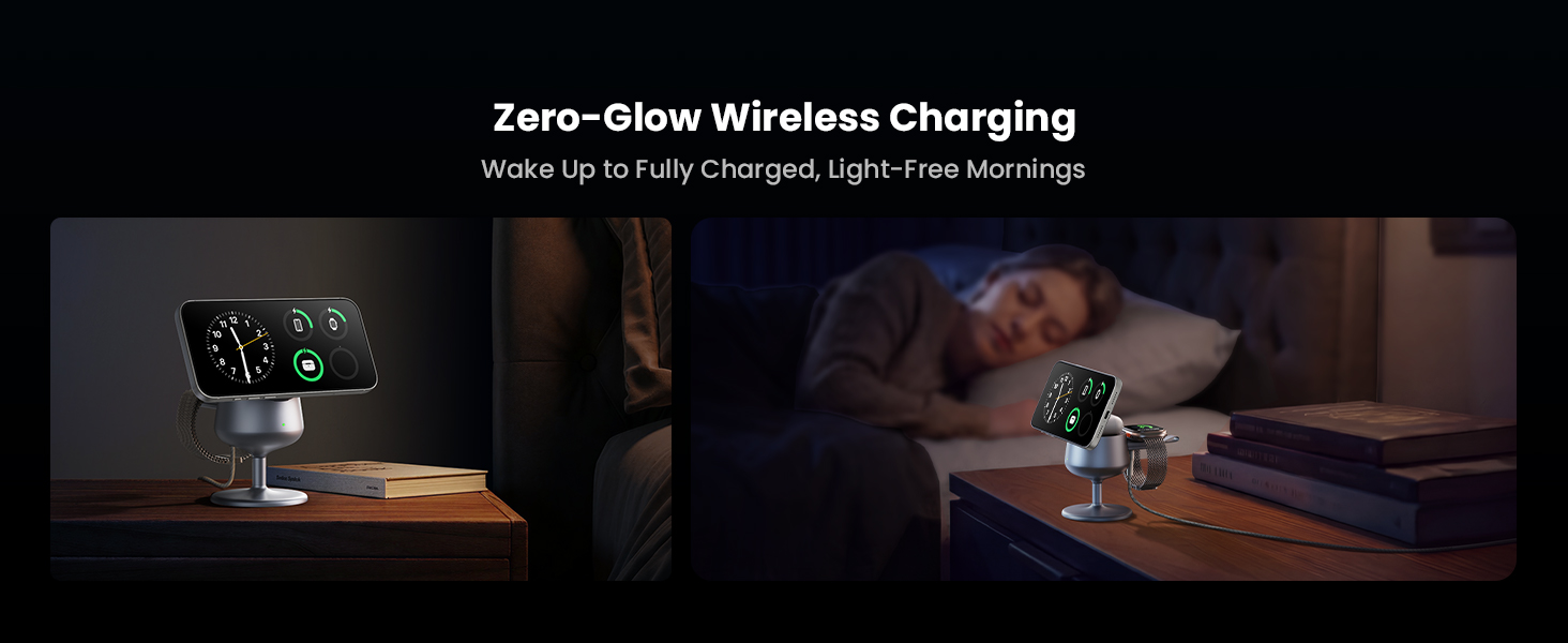 Бездротова зарядна станція 3-в-1 GEEKERA Qi2.2 25W для Apple: MagSafe швидкий заряд для iPhone 17/16/12, Apple Watch та AirPods, адаптер GaN 45W, срібляста
