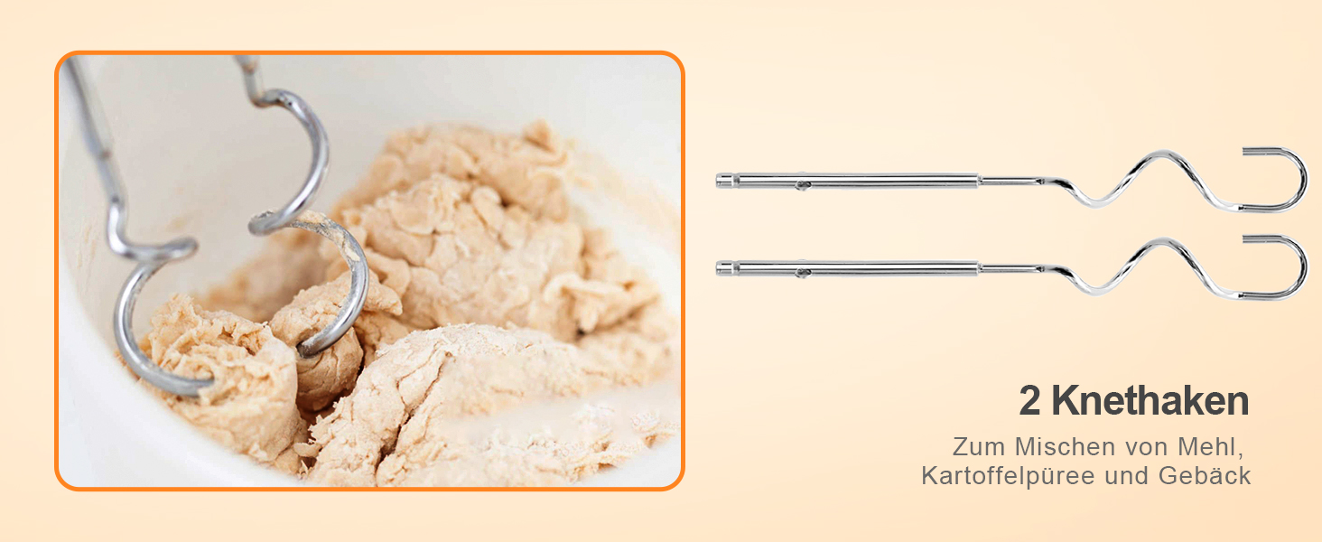 Електричний міксер 500W з набором аксесуарів для випічки (2 міксери, 2 гаки, 2 вінчики, збивач яєць, шпатель, підставка)