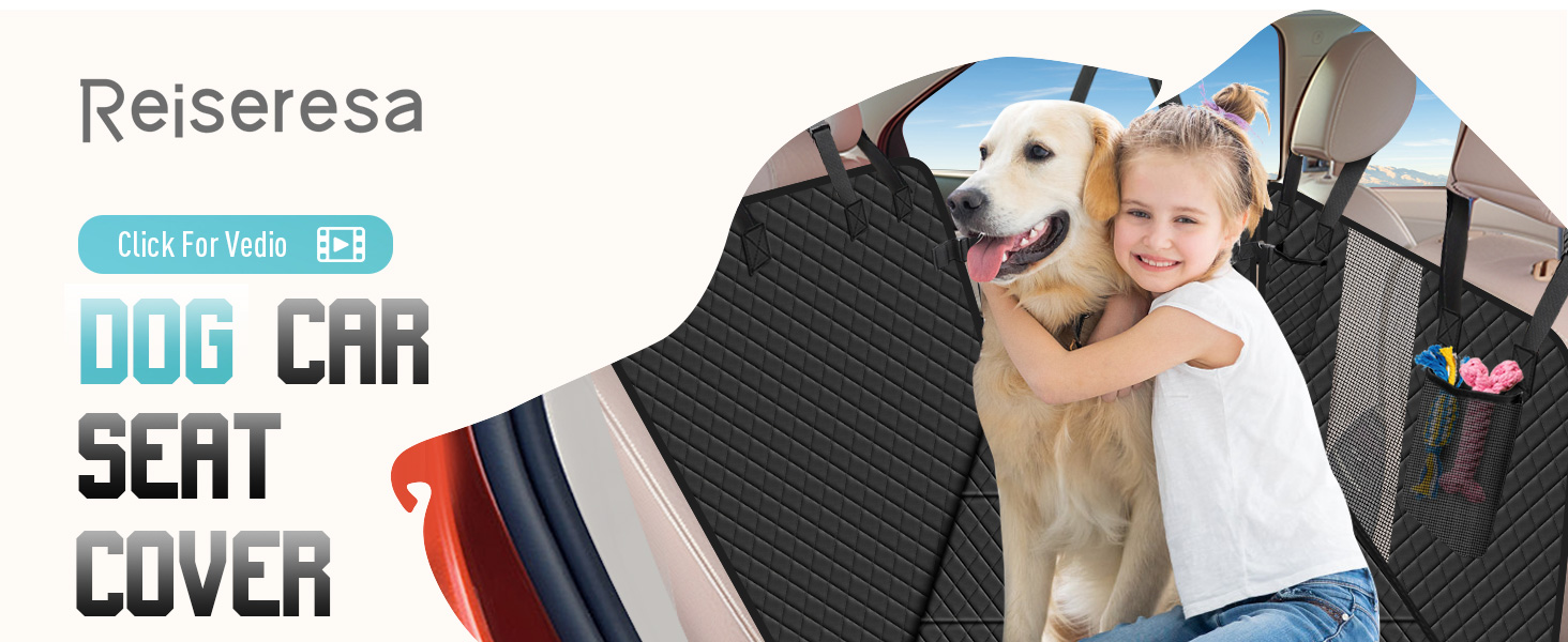 Waterproof Car Seat Cover for Dogs with Wood Board & Seat Belts - XXL Black
