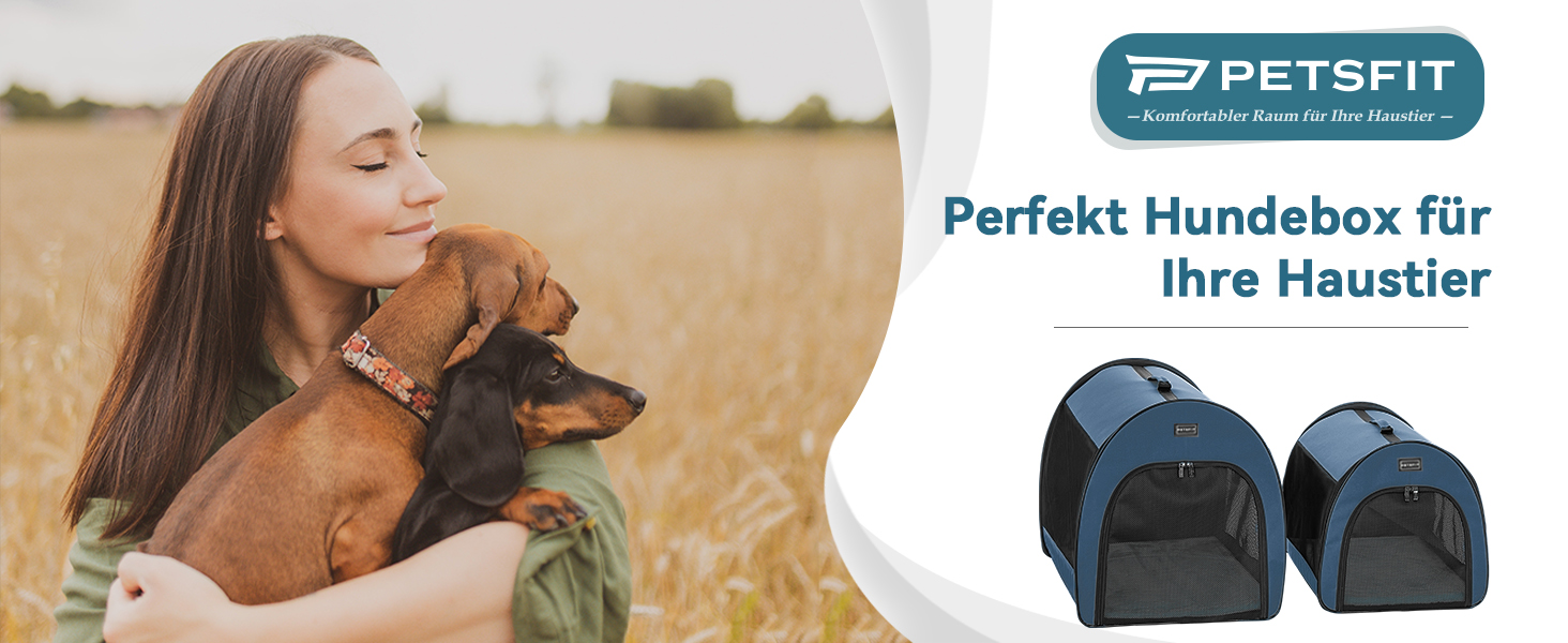 Складана переноска для собак Petfit для маленьких собак і котів, портативна та дихаюча переноска для дому з вигнутим дахом, переноска-ліжко для собак з анти-відкриваючим блискавкою та подушкою (Блакитний, S)