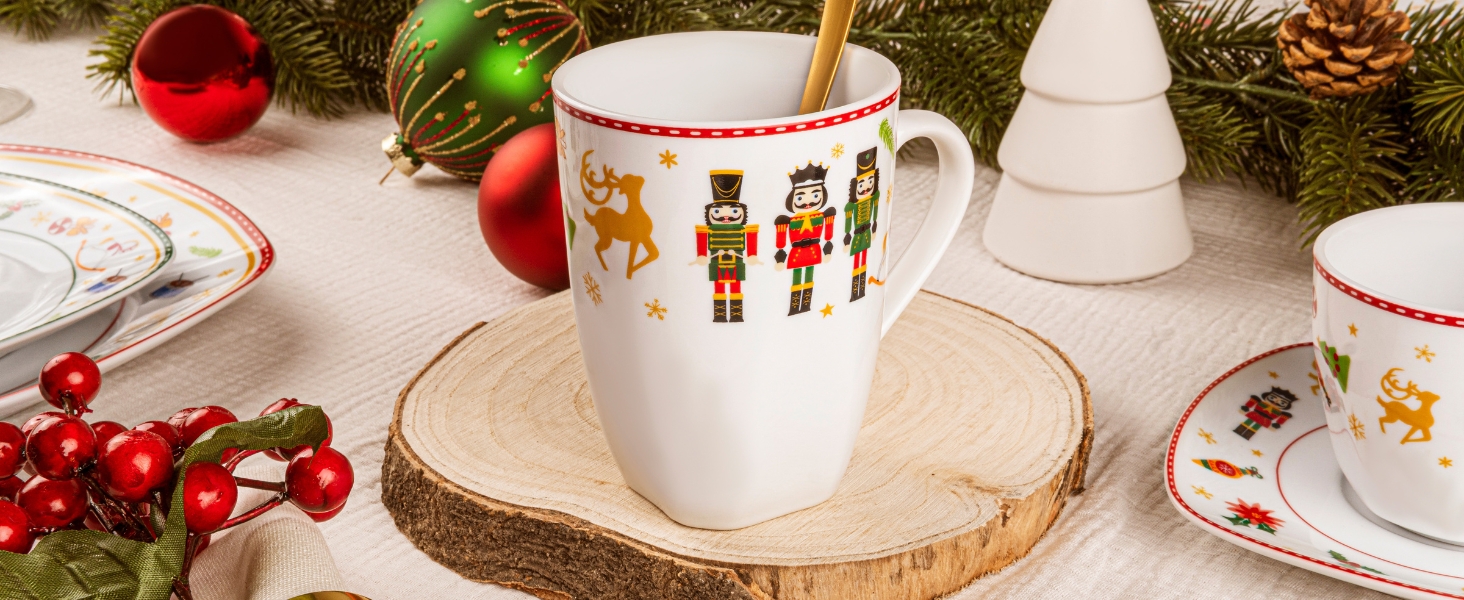 SÄNGER Tafelservice Bilgola: 18-Piece Porzellan Geschirr Set für 6 Personen | PREMIUM COLLECTION (Design Nussknacker)