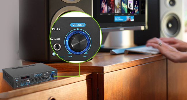 LiNKFOR стерео підсилювач Bluetooth для дому та авто з FM-радіо, USB/SD/MP3, LED-дисплей, HiFi аудіо, 29.5×23×10 см