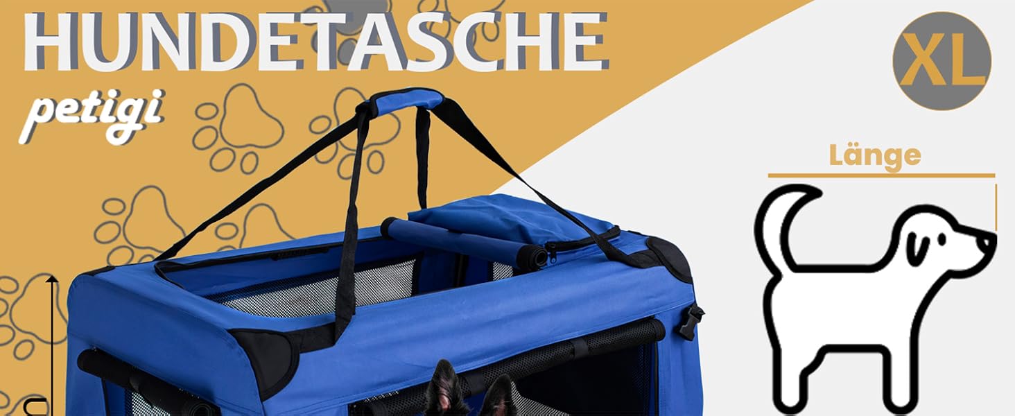 Складана переносна переносна сумка-переноска для собак та котів Petigi (XL, 82x57x58 см, блакитна)