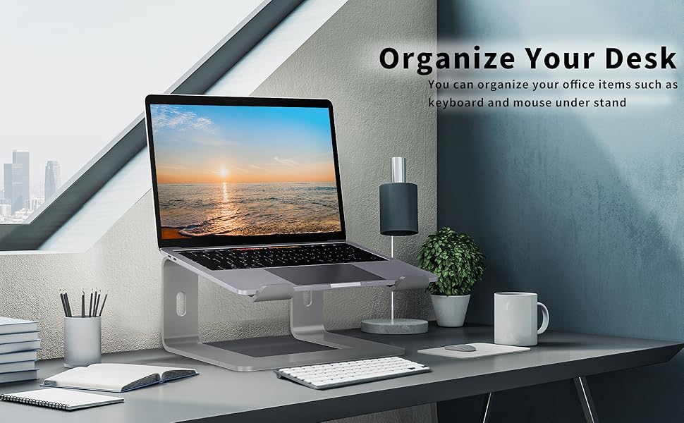 Підставка для ноутбука Orionstar, ергономічна, алюмінієва, з вентиляцією, сумісна з MacBook, Samsung, 10-15.6 дюймів, сіра