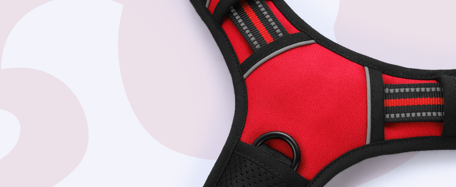 Нашийник для собак Rabbitgoo, великі породи, регульований, анти-тяга, з ручкою, м'який, світловідбиваючий, червоний, L (1 шт.)
