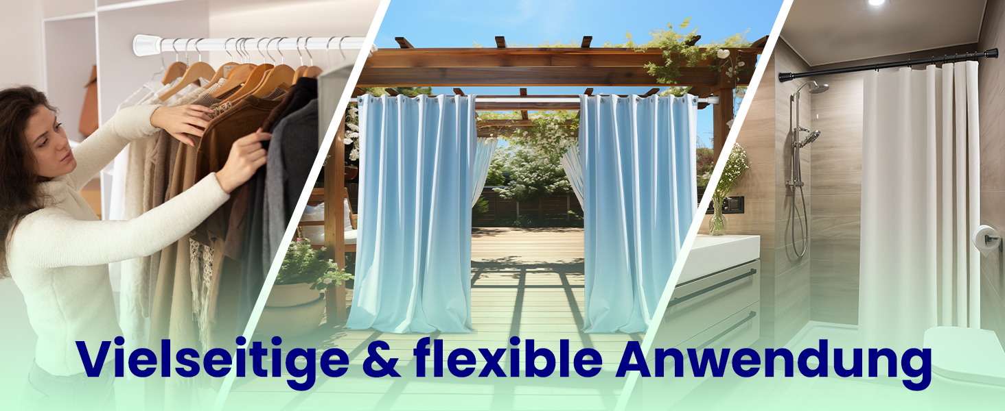 Штанга для штор без свердління, телескопічна, 260-350 см, біла. Підходить для штор, душової кабіни, одягу, сіток для котів.