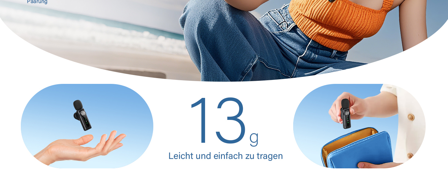 Беспроводной петличный микрофон для iPhone, iPad, Android - миниатюрный клип-микрофон с шумоподавлением, авто-подключением, функцией отключения звука и реверберацией, идеально подходит для видеоблогинга, видеосъемки, TikTok