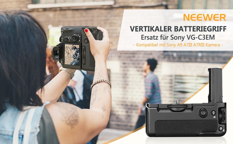 Вертикальний батарейний хват Neewer для камер Sony A9, A7III, A7RIII, сумісний з NP-FZ100 (акумулятор не входить до комплекту)