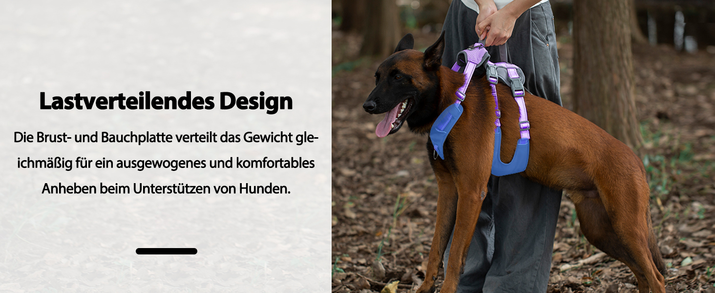 Шлейка безпеки для собак Huntboo, анти-втеча, для панічних собак, з ручкою, регульована, для маленьких, середніх та великих собак (лавандовий, M)