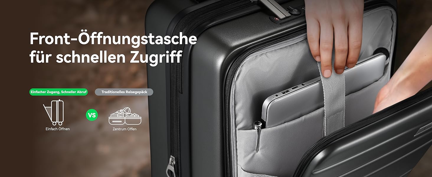 Чемодан-валіза LUGGEX на руці з відділенням для ноутбука – Розширюваний жорсткий кейс з полікарбонату з TSA-замком (56×38×24 см) (Блакитний)