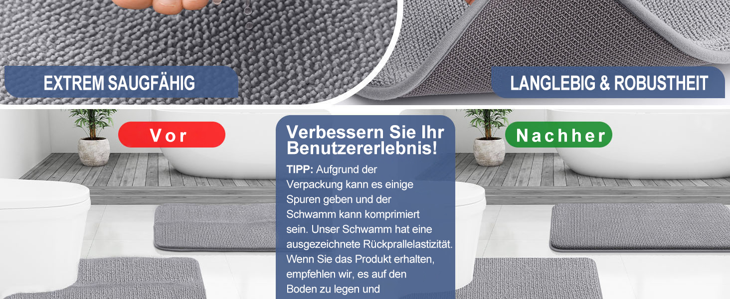 Килимок для ванної кімнати Homaxy з піною пам'яті, 40x60 см, сірий. М'який, неслизький, швидковисихаючий, для ванної кімнати.