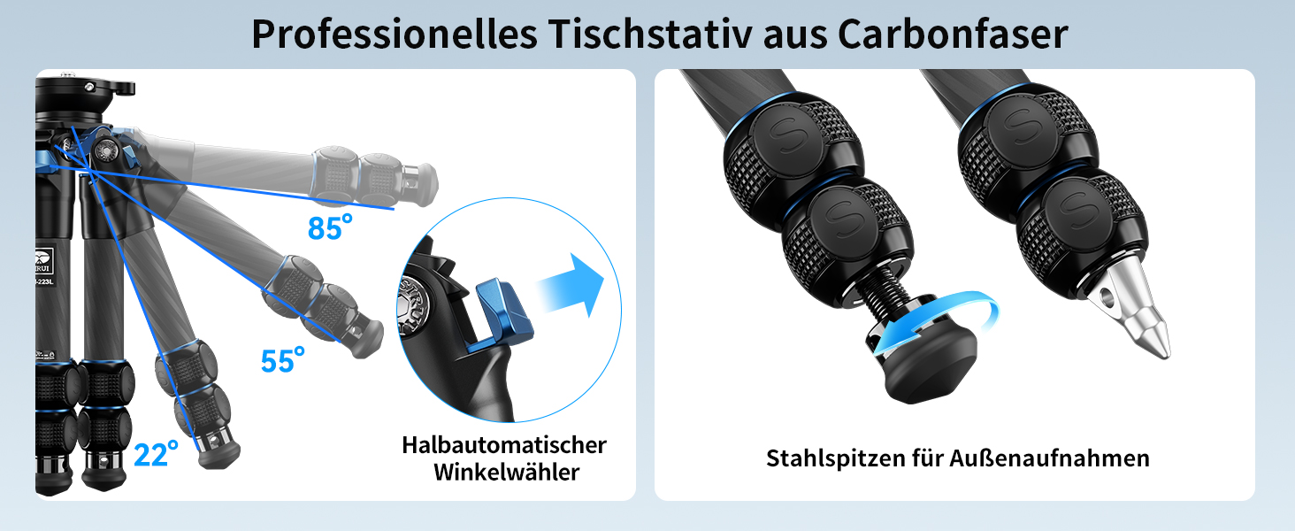 Штатив SIRUI AM-203S Mini з Алюмінію для DSLR, Vlogging - Макс. навантаження 15кг, 42см