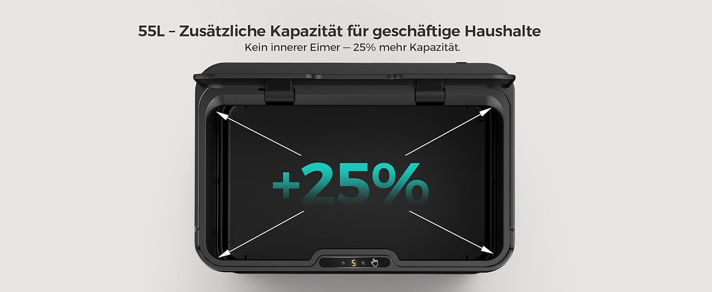 Сміттєвий бак кухонний сенсорний Lovewind 55л, нержавіюча сталь, USB-C, сріблястий
