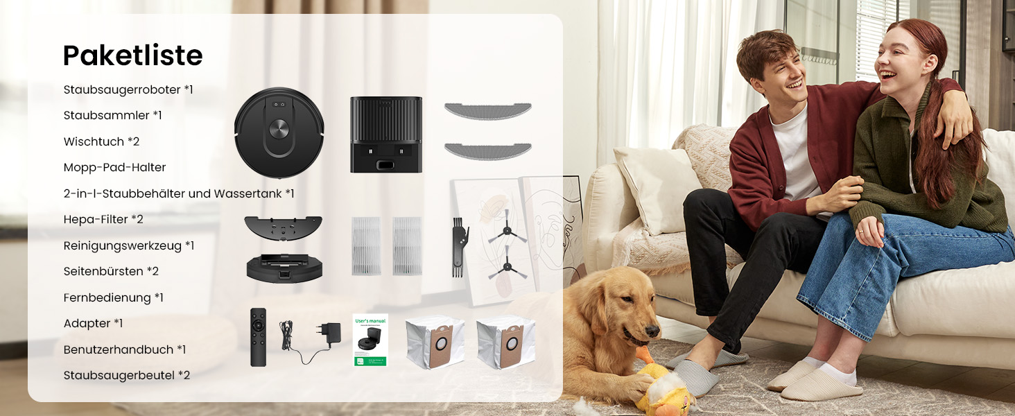 Робот-пилосос Vexilar W11 з функцією миття, LiDAR навігація, потужність 5000Pa, тривалий час роботи, WiFi, ідеальний для килимових покриттів