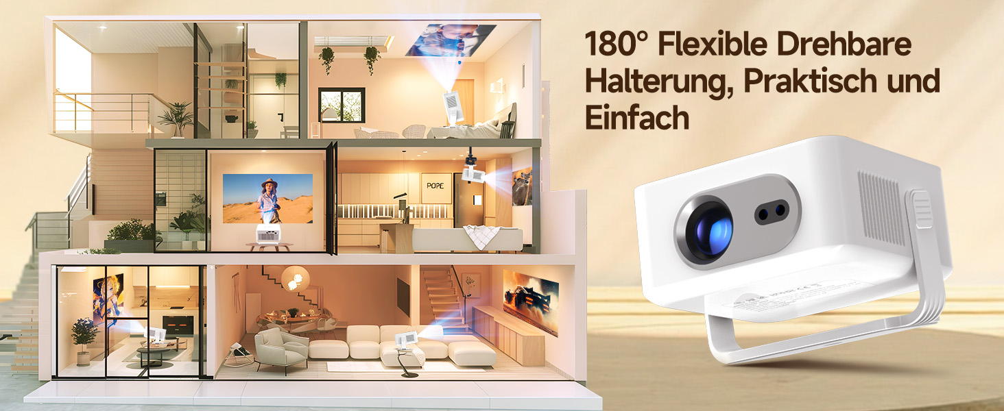 Magcubic HY300max Міні проєктор 4K/8K з Android 14, WiFi 6, Bluetooth 5.4, автофокусом та корекцією трапеції для домашнього кінотеатру (білий)