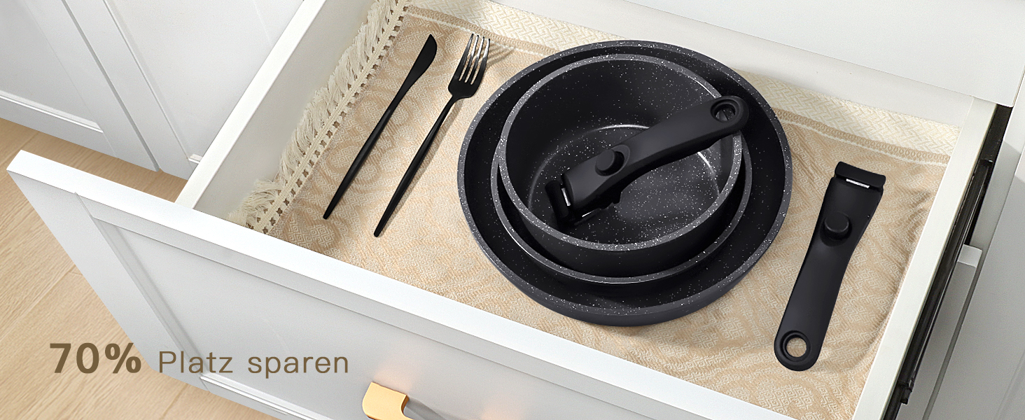 Набір посуду GiPP 21 предмет: сковороди та каструлі з антипригарним покриттям, для всіх типів плит, чорний