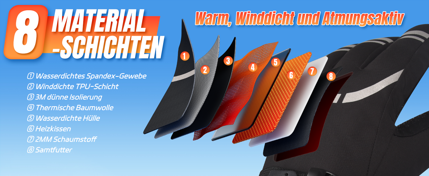 Обогревні рукавички для жінок та чоловіків 7.4V 6400mAh, акумуляторні, 3 режими нагріву, водонепроникні, сенсорні, для мотоцикла, лиж, скелелазіння, піших прогулянок, універсальний розмір