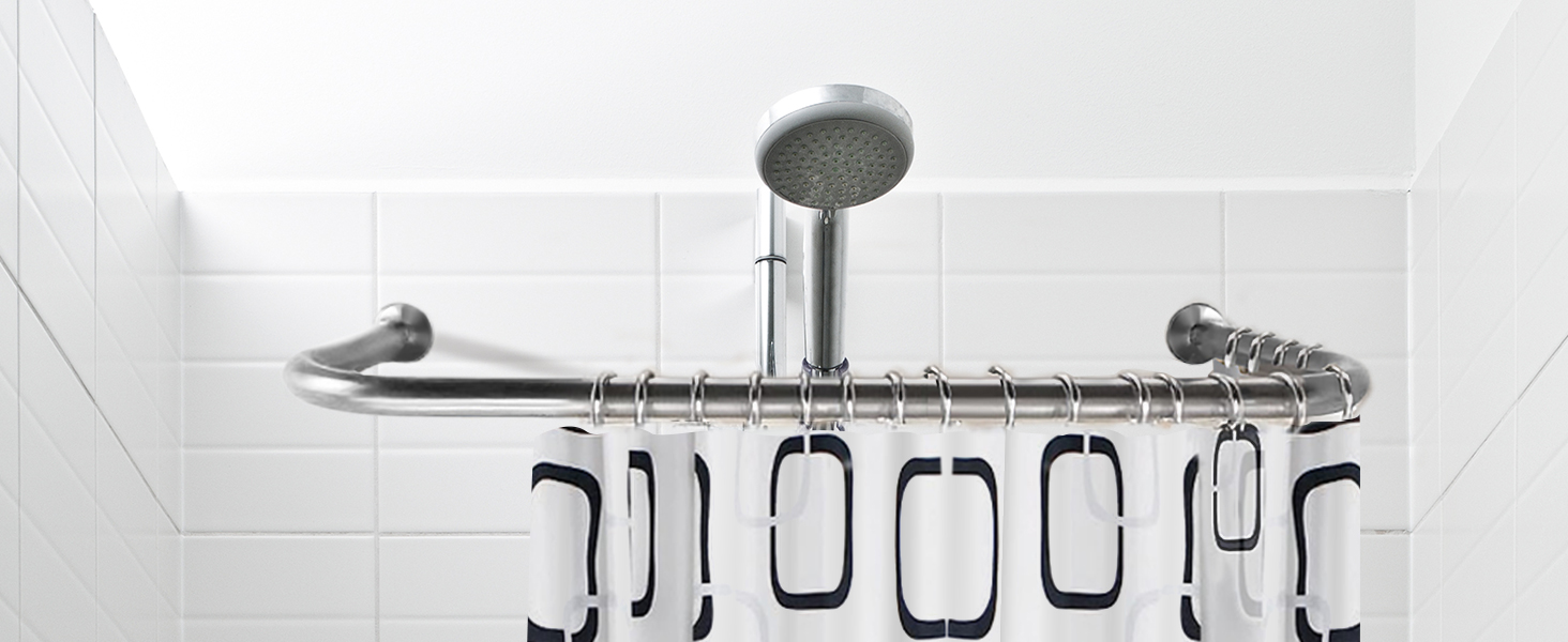 Штанга для душу U-подібна, 85-120 см, не потребує свердління, з нержавіючої сталі 304, для ванної/душу