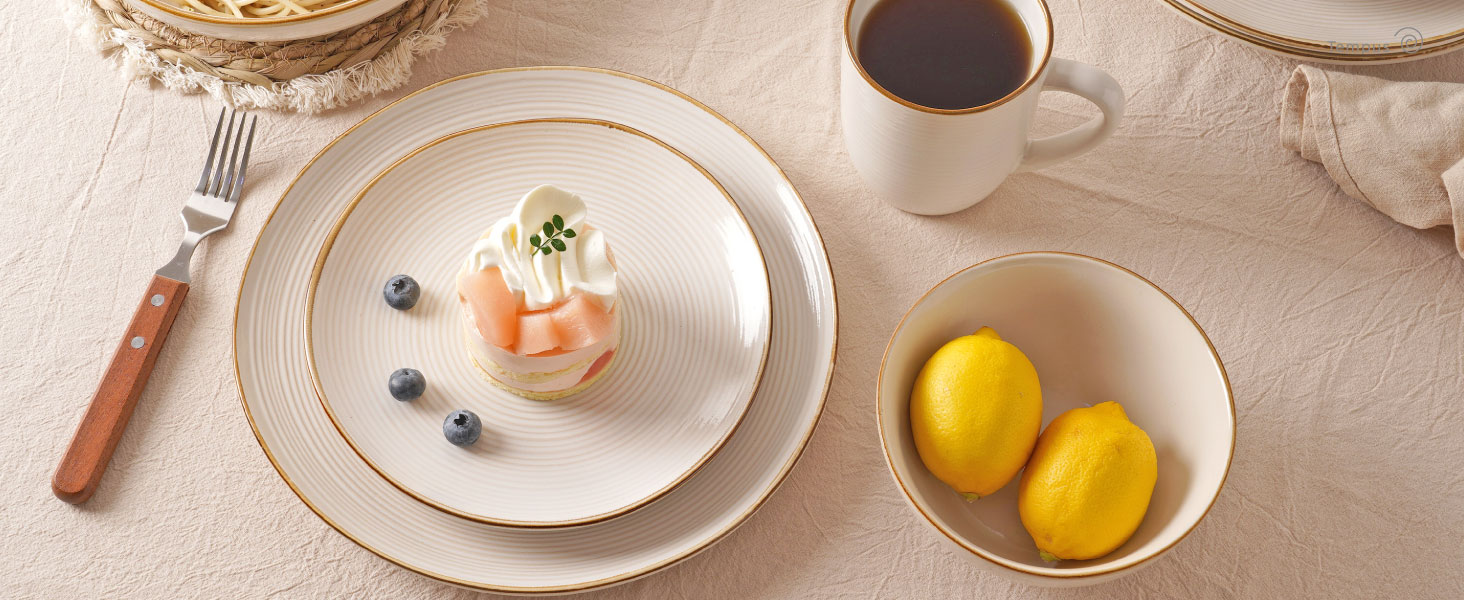 Набір посуду Tempus Serie для 6 осіб (18 предметів), стелітова посуд, реактивна глазур, перламутрово-блакитний