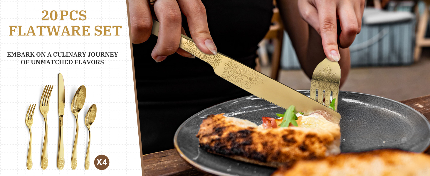 Набір столових приборів DRAGON RIOT на 6 осіб (30 предметів) з нержавіючої сталі, рожеве золото, для дому/вечірки/ресторану