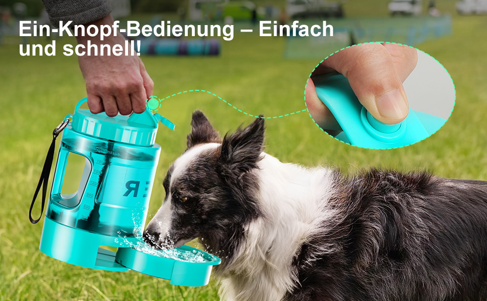 Поїлка для собак Lesotc 2200 мл, велика, для подорожей та кемпінгу (м'ятний)