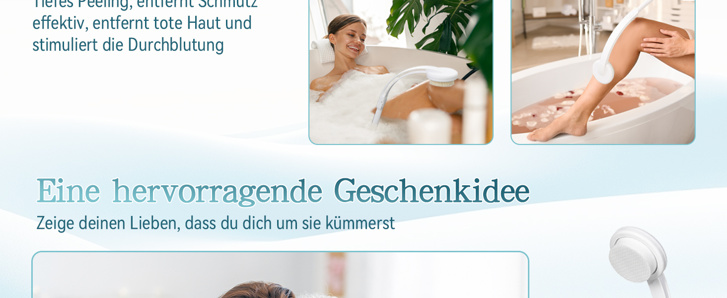 Набір для масажу спини з насадкою (3 змінні насадки), довга ручка - догляд за спиною 2024
