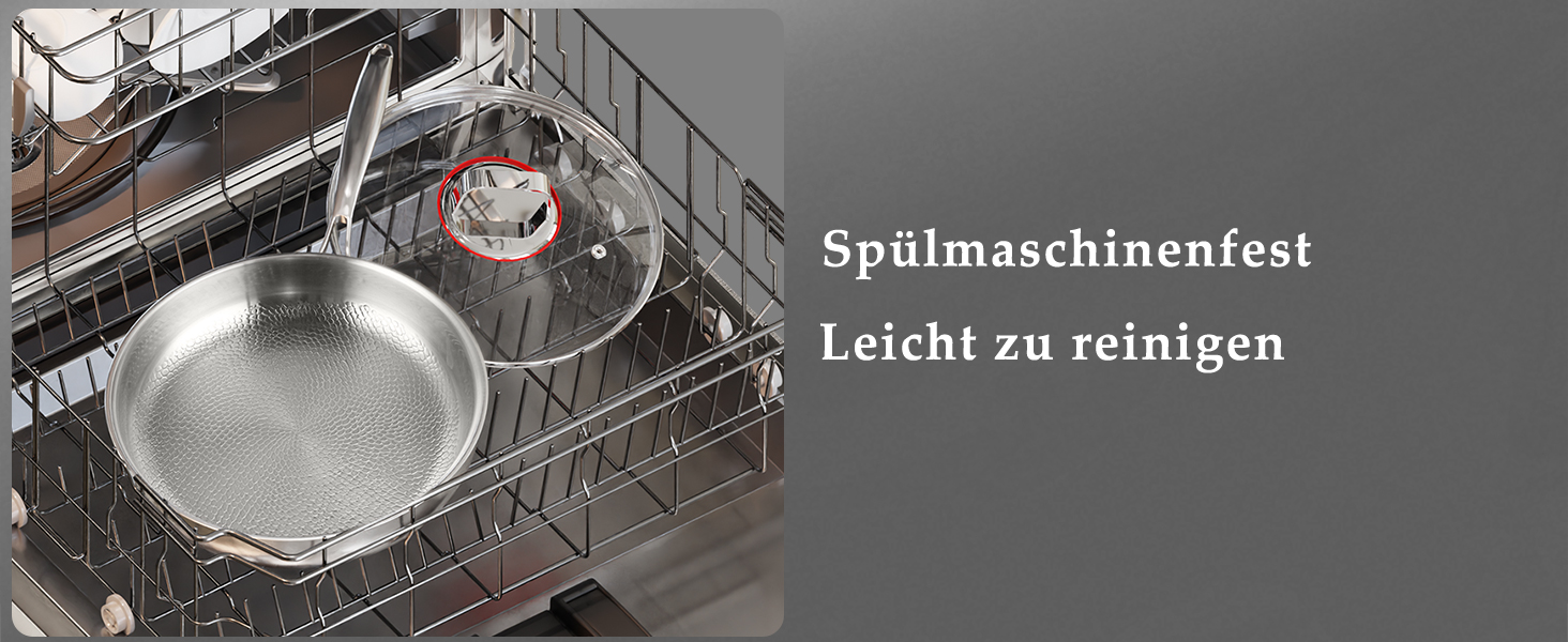 Сковорода з нержавіючої сталі 30 см Titan, з кришкою, для індукційних плит, 18/10, підходить для духовки та посудомийної машини