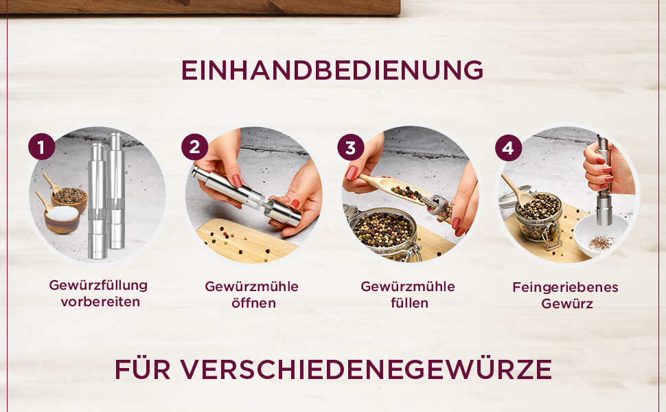 Набір для солі та перцю ProfiCook® PSM 1160: 2 шт., з механічним млином, з нержавіючої сталі