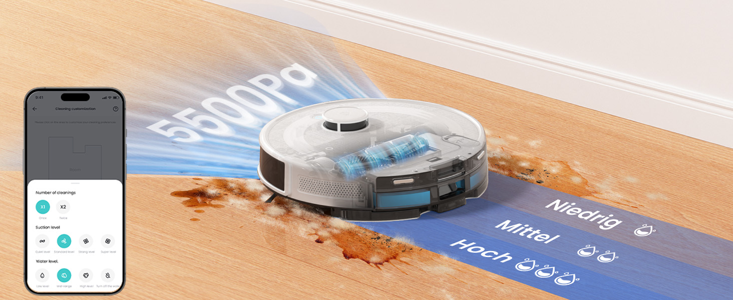 Робот-пилосос LEFANT M2 Pro з потужністю 6000 Па, автоматичною витяжкою сміття, лазерною навігацією та картографією, індивідуальним прибиранням, уникненням перешкод PSD, ідеальний для видалення шерсті тварин, білий