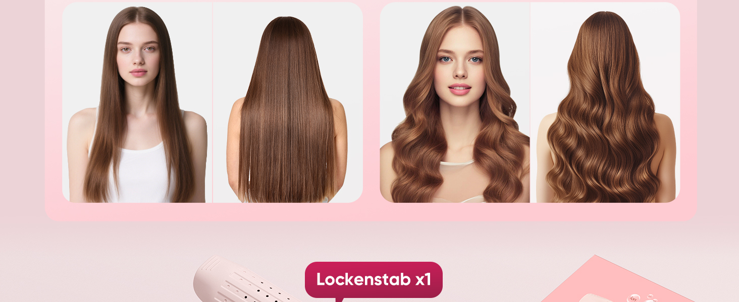 Випрямляч та плойка 2-в-1 з охолодженням Air Glatt, негативне іонізація, 4 температурні режими, рожевий