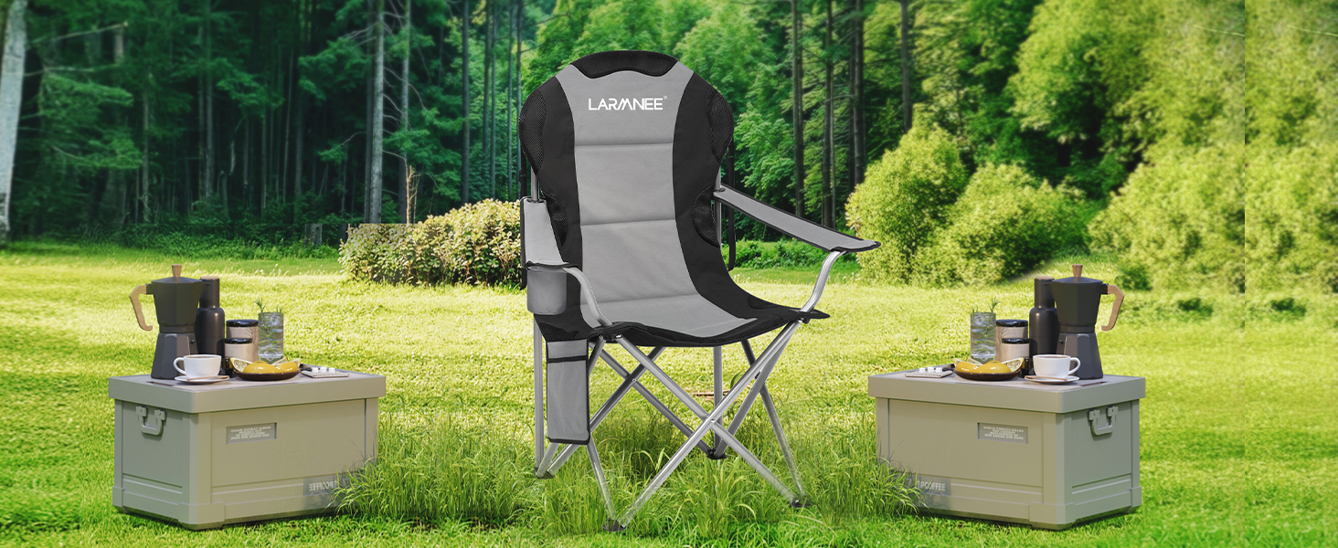 Складний кемпінговий стілець для пікніка, саду, балкону та пляжу EBK01LC02 (Сірий + Чорний)