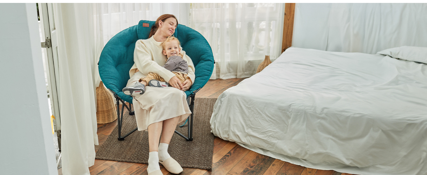 Крісло-місяць EVER ADVANCED Luxus XXL для кемпінгу, складне, до 150 кг, сіре. З подушкою, для саду, балкону, приміщення