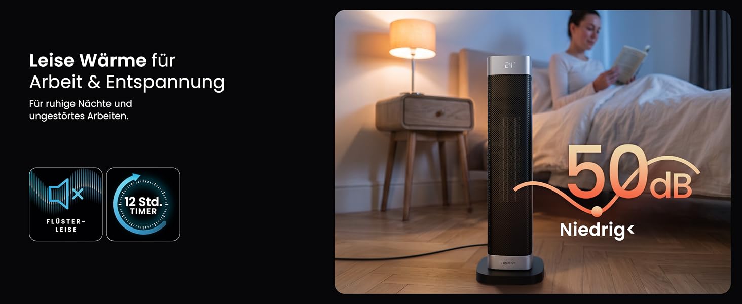 Керамічний тепловентилятор-тумба Pro Breeze ThermaCube Plus 2200W з термостатом, дистанційним керуванням та функцією обертання 65°, Eco-режим, захист від перекидання