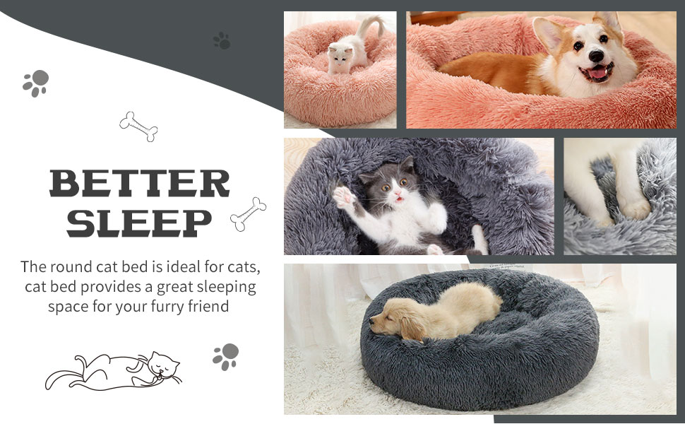 Кругле ліжко для собак та котів BVAGSS, плюшеве, донат, м'яке, зручне, для маленьких, середніх та великих собак та котів, XH034 (діаметр 50 см), (L 40 x B 40 x H 15 см), блакитне